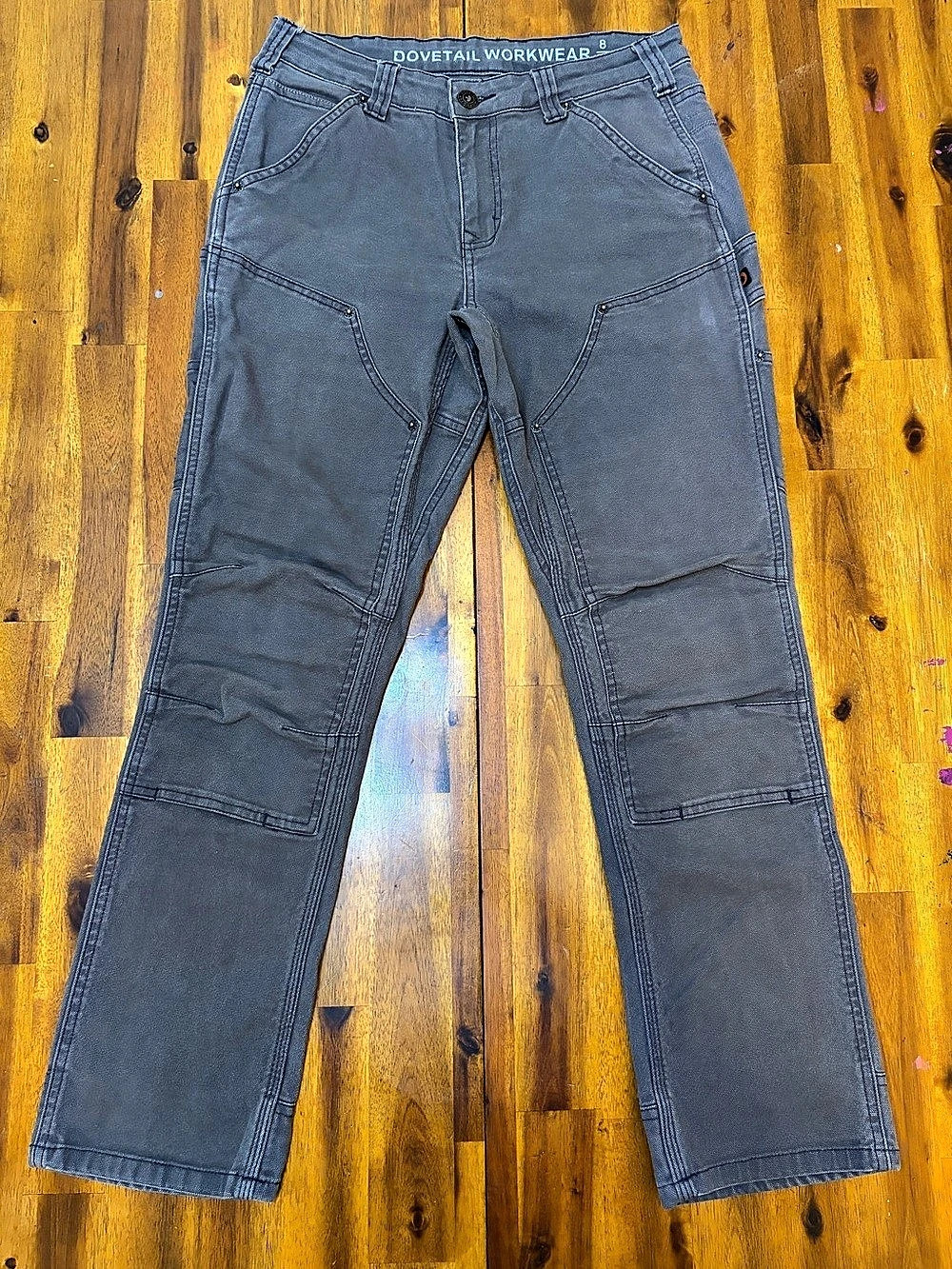 DOVETAIL WORKWEAR Britt Utility Pants Women Size 8/30 Grey Double Knee  Pants
